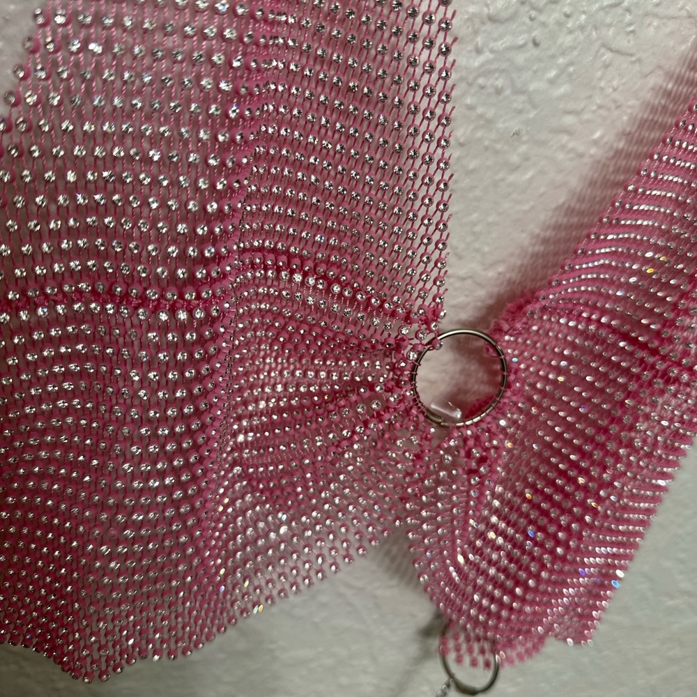 Pink Rhinestone Chain Halter Top - Picture 3 of 10